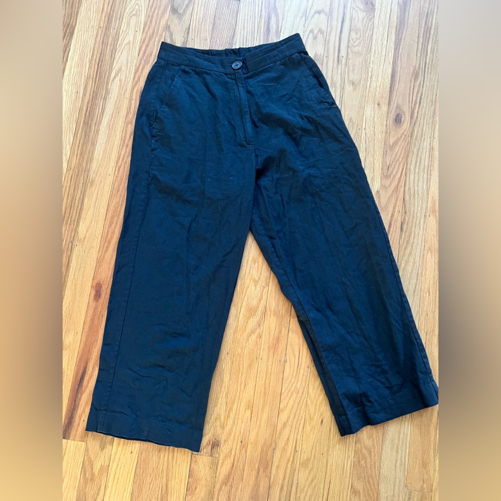 Turnblack Linen Black Straight Leg Pants Size Xs S